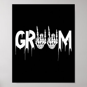 Poster Halloween mariée Mariage Groom Skeleton jusqu'à la