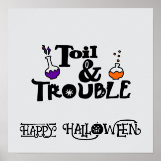 Poster Halloween Mignonne drôle Whimsical Toil & Trouble