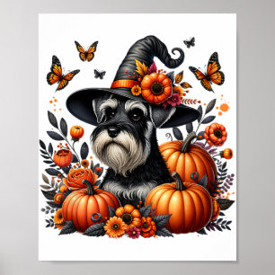 Poster Halloween Miniature Schnauzer Chien Citrouille Aut