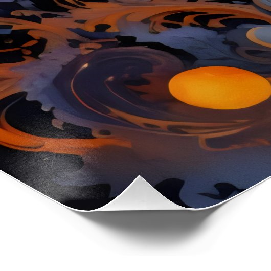 Poster Halloween Night Magic - Chat & Citrouille (Coin)