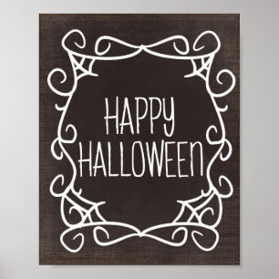 Poster Halloween noir et blanc heureux
