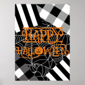 Poster Halloween noir et blanc Spiderweb Patchwork (Devant)
