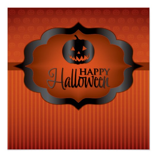 Poster Halloween orange jack olantern (Devant)