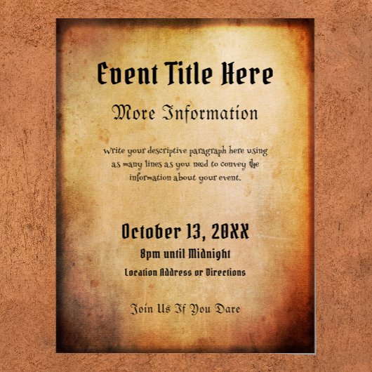 Poster Halloween ou Goth Moody Ancienne Style Event