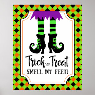 Poster halloween partie signe astuce ou traiter les pieds