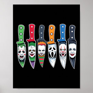 Poster Halloween Personnages De Film Horreur En Couteaux