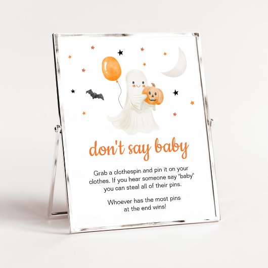 Poster Halloween Petit Boo Baby shower Ne pas dire bébé