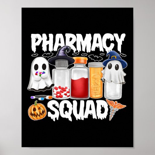 Poster Halloween Pharmacie Squad pilules Chemises Pharmac (Devant)