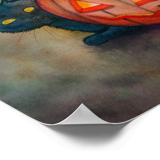 Poster Halloween Pixie Fairy et Black Cat Imaginaire Art (Coin)