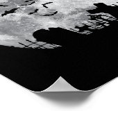 Poster Halloween Pleine lune Cimetière Bats Éffrayants (Coin)
