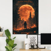 Poster Halloween - Pleine lune et forêt de feu (Bureau à domicile)