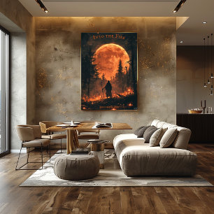 Poster Halloween - Pleine lune et forêt de feu