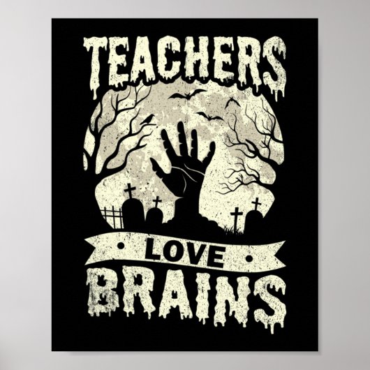 Poster halloween professeurs amour cerveau école zombie (Devant)