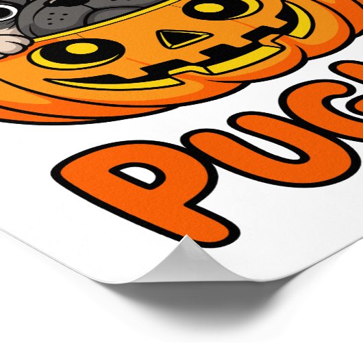 Poster Halloween Pugkin, chien Citrouille Carlin (Coin)