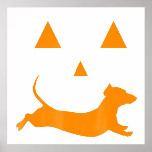 Poster Halloween Pumpkin Dachshund Jack-O-Lantern Costum