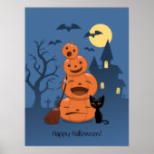Poster Halloween Pumpkins and Black Cat (Devant)