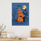 Poster Halloween Pumpkins and Black Cat (Cuisine)