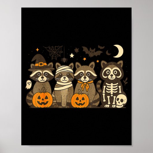 Poster Halloween Raccoon Costumes Ghost Witch Mummy Men W (Devant)