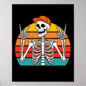 Poster Halloween Rocker Skeleton Casquette Cool Punk Rock (Devant)
