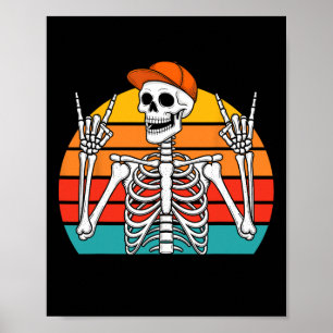 Poster Halloween Rocker Skeleton Casquette Cool Punk Rock