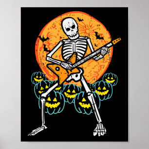 Poster Halloween Rocker Squelette Guitare Rock Costume Ho