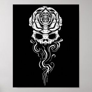 Poster Halloween Rose de crâne fumée Squelette costume go