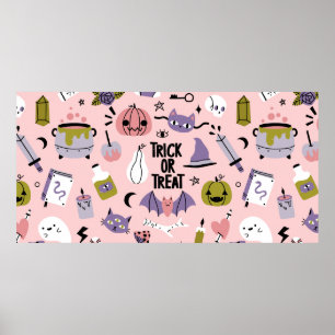 Poster Halloween sans couture motif avec différentes voit