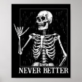 Poster Halloween Shaka Hand Sign Never Better Skeleton Fu (Devant)