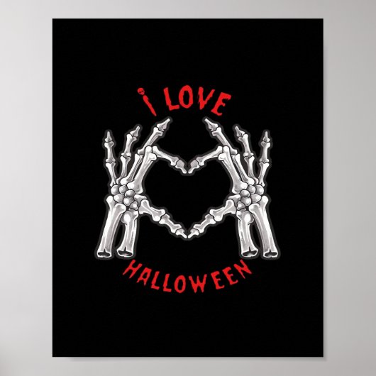 Poster Halloween Skeletal Mains Coeur drôle Dire (Devant)