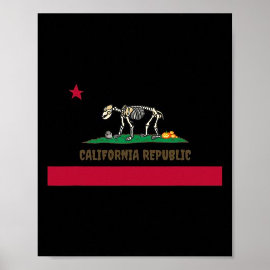 Poster Halloween Skeleton Bear California Ca State Drapea (Devant)