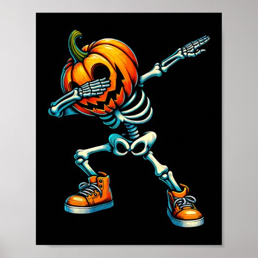 Poster Halloween Skeleton Boys Trick Treat Funny Citrouil (Devant)