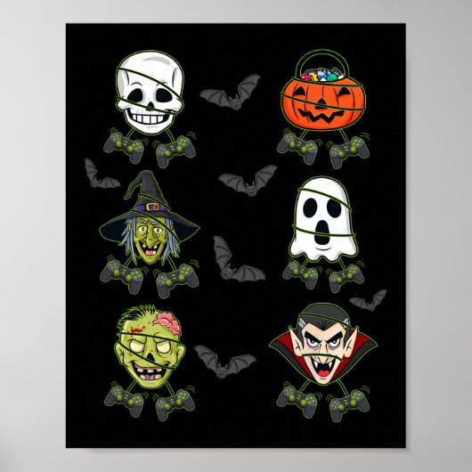 Poster Halloween Skeleton Jeu sorcière Vampire Zombie Boy (Devant)