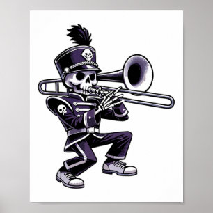 Poster Halloween Skeleton School Marche Band Trombone P