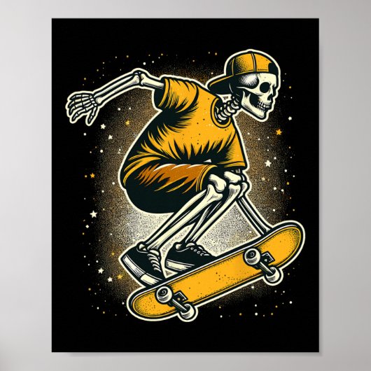 Poster Halloween Skeleton Skateboard (Devant)