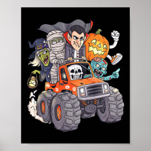 Poster Halloween Skeleton Zombie Monster Truck Vampire Bo