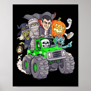 Poster Halloween Skeleton Zombie Monster Truck Vampire Bo