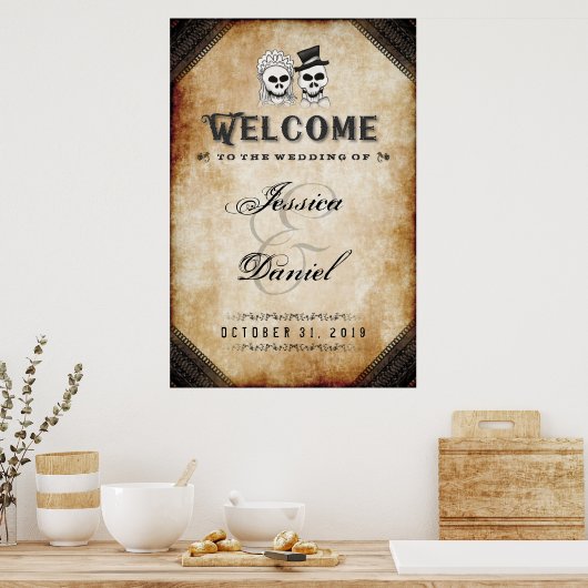 Poster Halloween Skeletons Brown 24x36 Bienvenue au Maria (Cuisine)