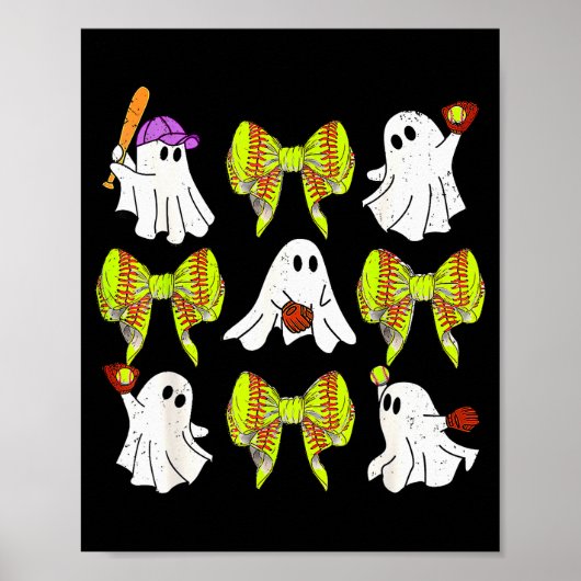 Poster Halloween Softball Ghosts Softball Daughter Girls (Devant)