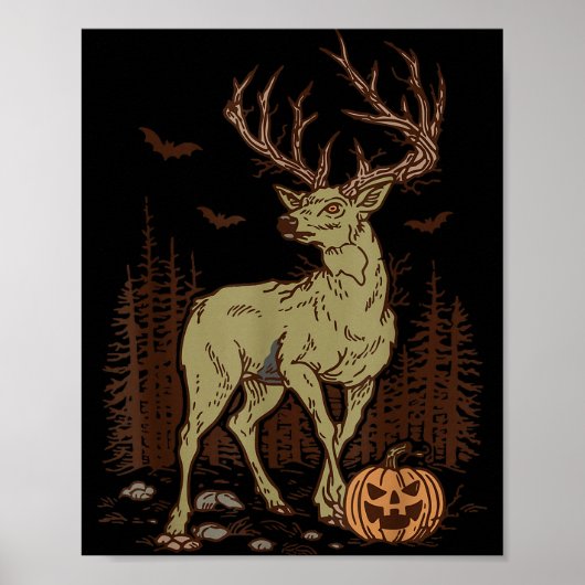 Poster Halloween Soky Deer Antler Zombie Rustic Buck Fall (Devant)