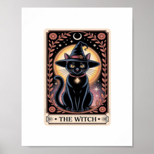 Poster Halloween sorcière esthétique Amoureux de les chat