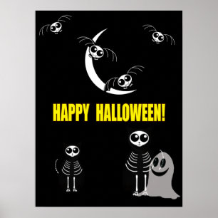 Poster Halloween Squelette Animaux Gang