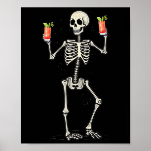 Poster Halloween Squelette Boire Bloody Mary Tail