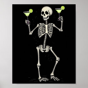 Poster Halloween Squelette Boire Margarita Tail