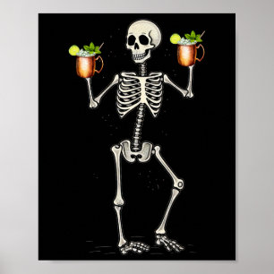Poster Halloween Squelette Boire Moscou Mule Tail
