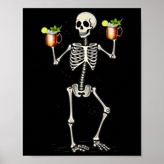Poster Halloween Squelette Boire Moscou Mule Tail (Devant)