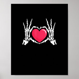 Poster Halloween squelette coeur main