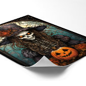 Poster Halloween Squelette déplaisant Et Citrouille Orang (Coin)