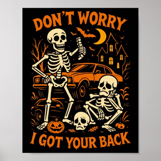 Poster Halloween squelette drôle (Devant)