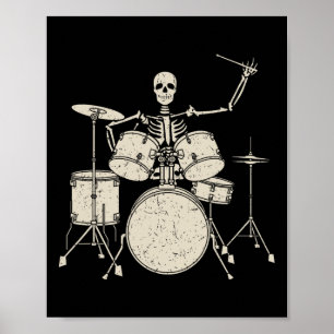 Poster Halloween Squelette Jouer Drum Cute Drôle Drums G