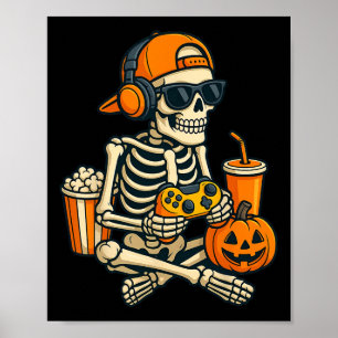 Poster Halloween Squelette Joueur Vidéo Jeu Garçons Homme